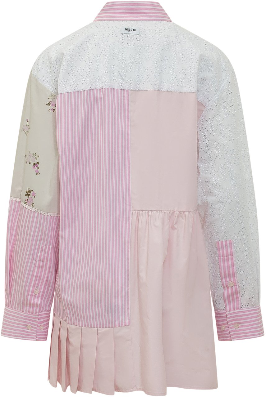 MSGM Camicia Patchwork Lunga Roze