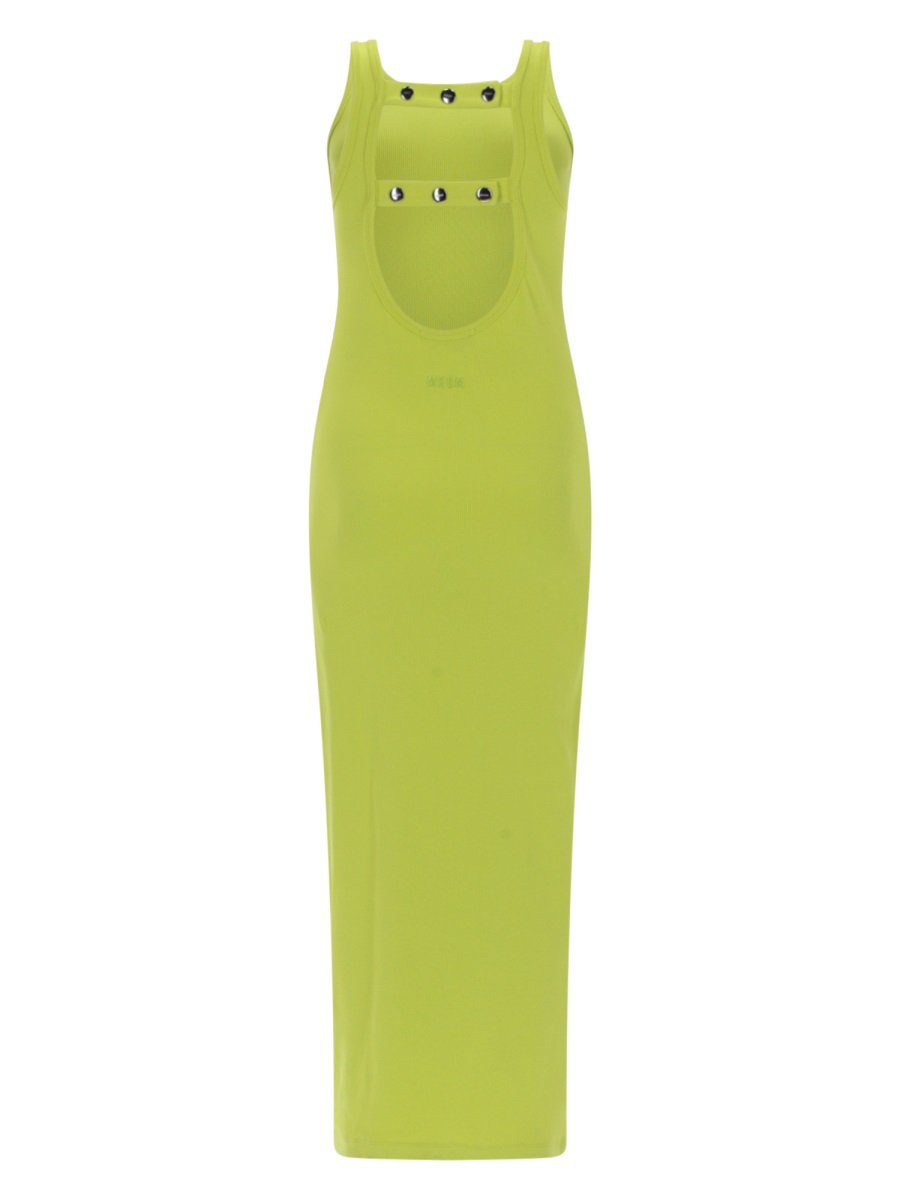 MSGM Sleeveless Scoop Neck Viscose Maxi Dress Groen
