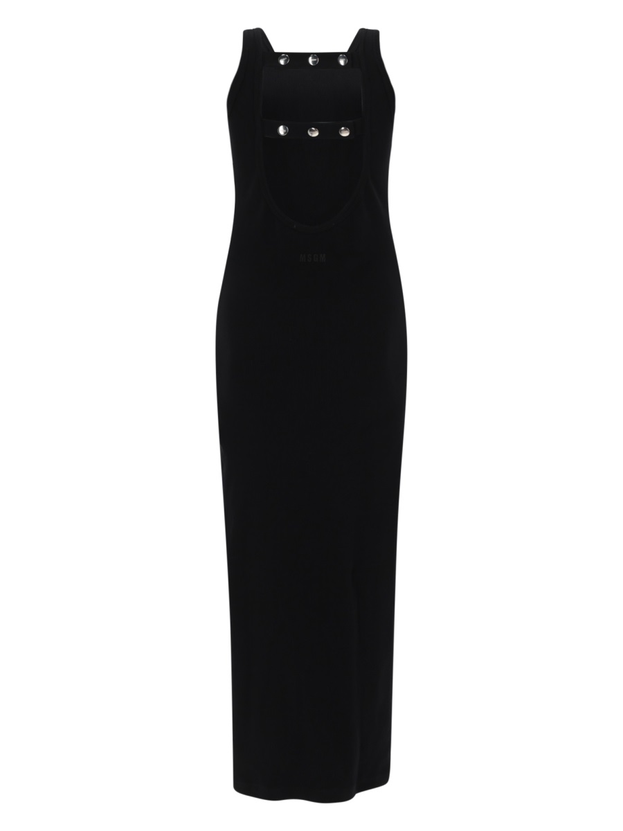 MSGM Viscosa Fitted Cut-Out Maxi Dress Zwart