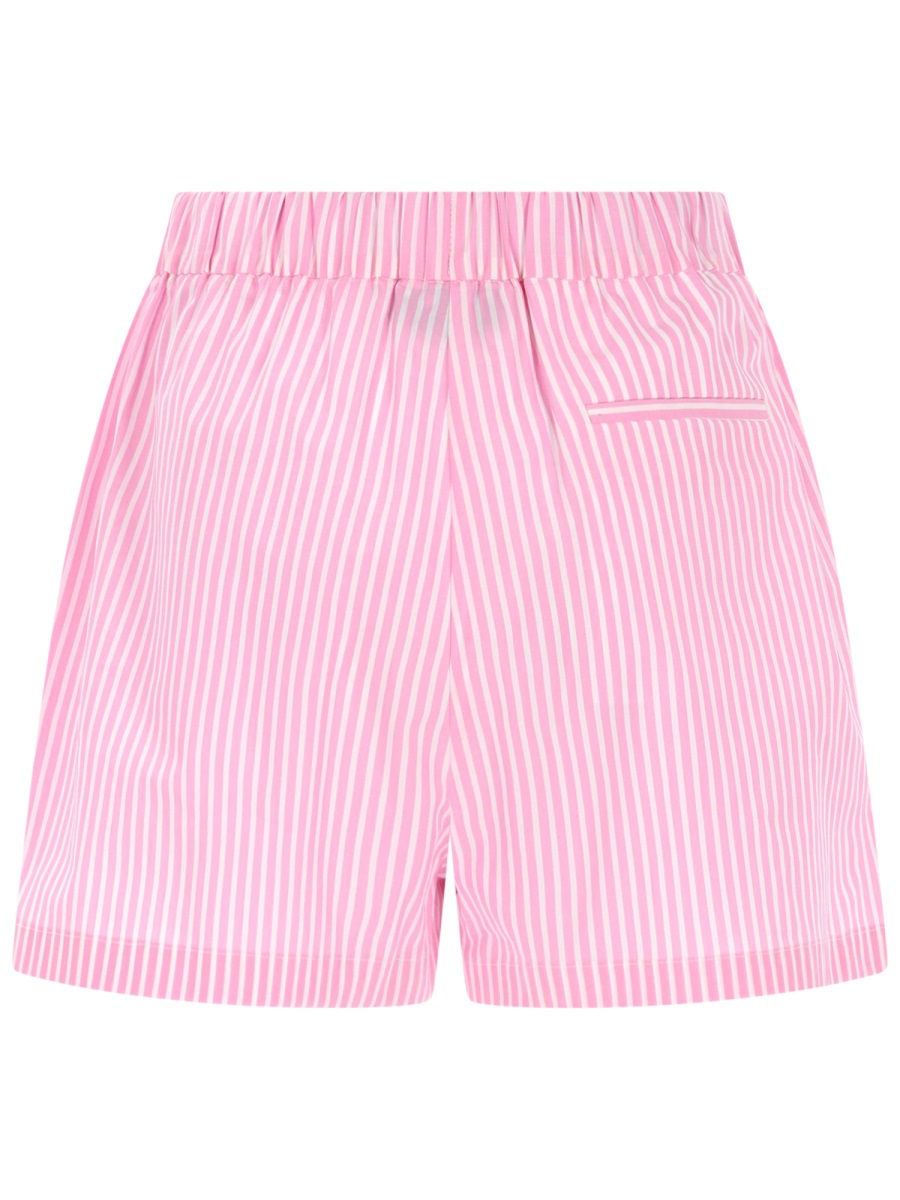 MSGM Pink Striped Cotton Elastic Shorts Paars