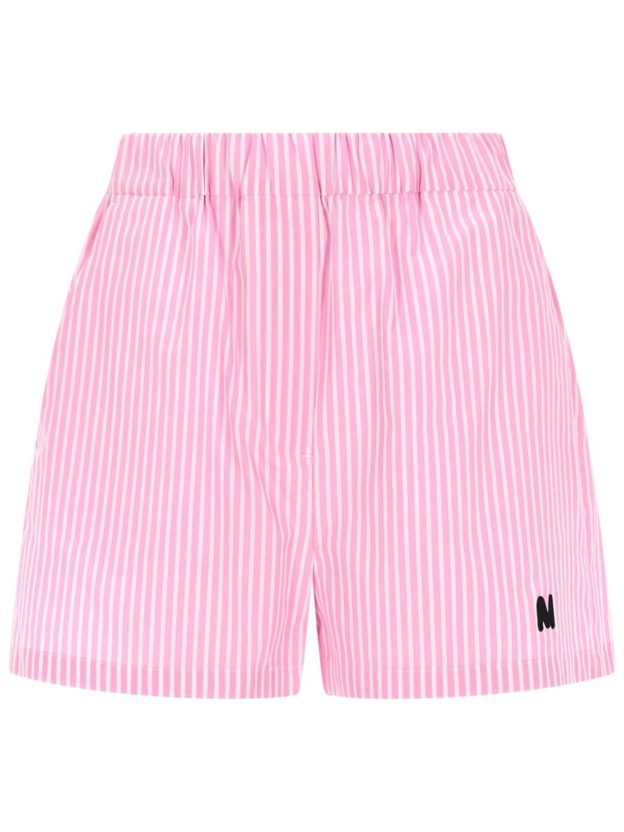 MSGM Pink Striped Cotton Elastic Shorts Paars