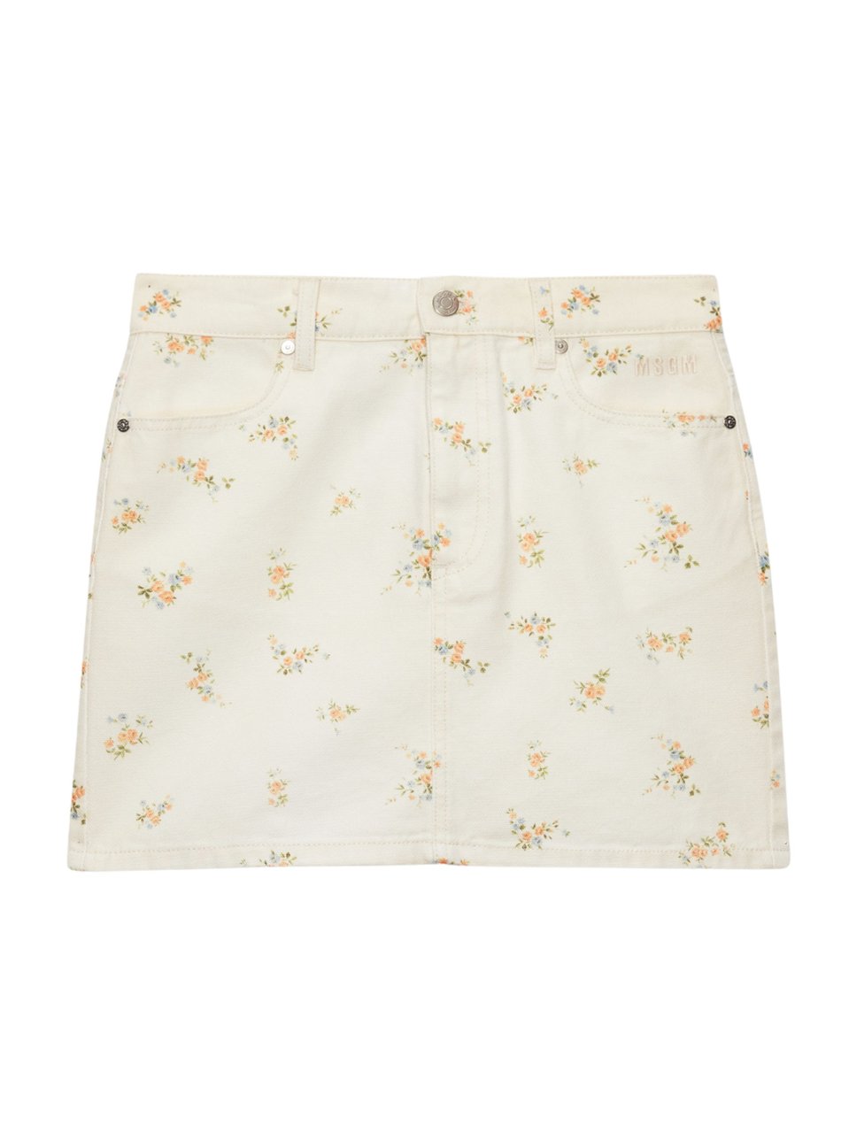 MSGM Beige Floral Print Mini Skirt Neutraal