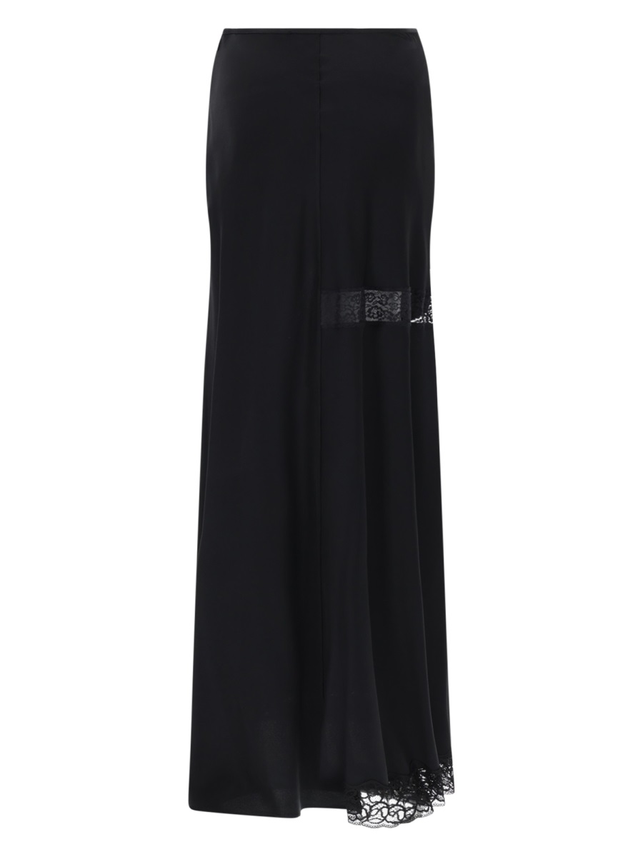 MSGM Neutral Long Flowing Lace Inserts Skirt Zwart