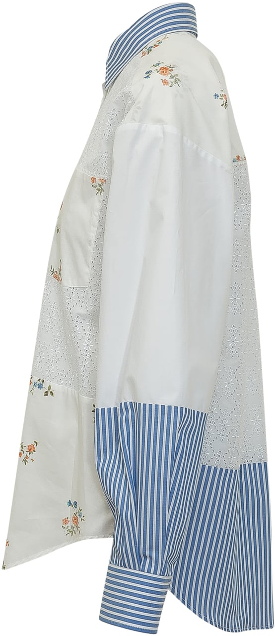 MSGM Camicia Patchwork Ricamata Wit