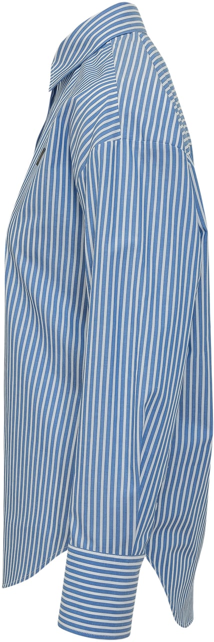 MSGM Camicia A Righe Con Ricamo Lichtblauw