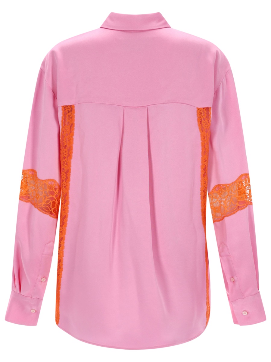 MSGM Pink Orange Lace Inserts Shirt Roze