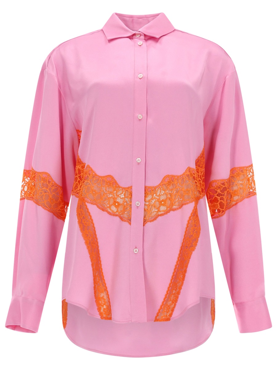 MSGM Pink Orange Lace Inserts Shirt Roze
