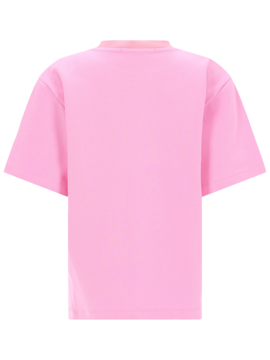 MSGM Pink Logo Boxy Cotton T-Shirt Roze