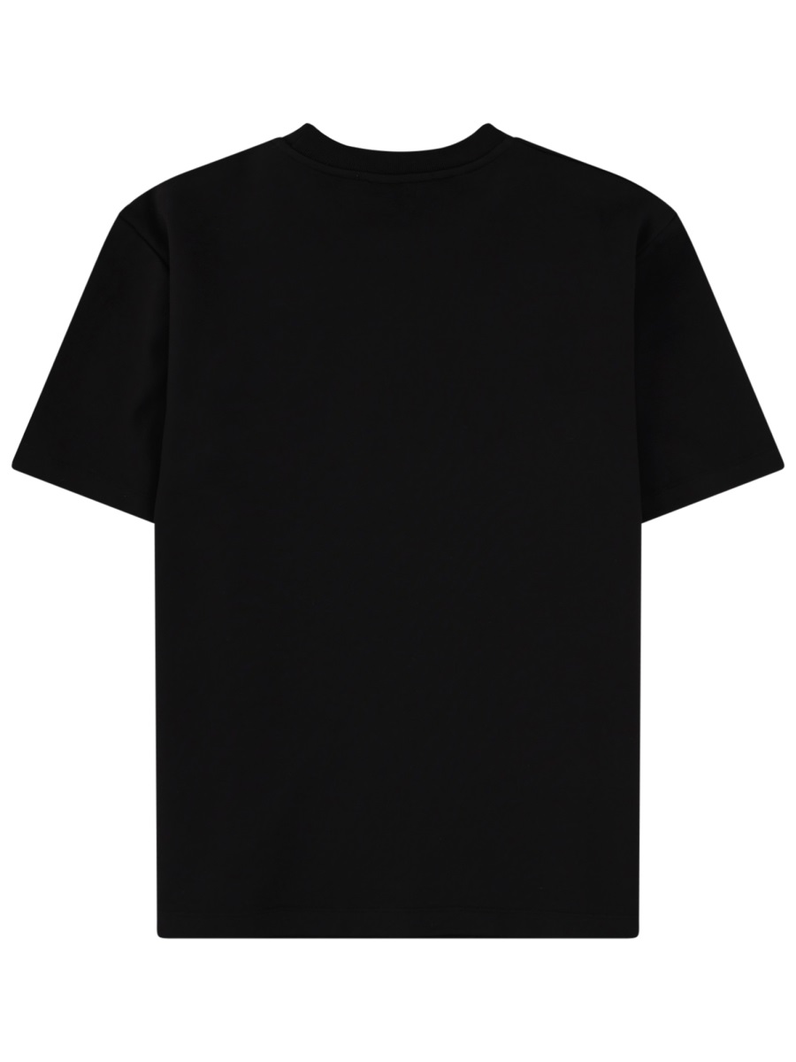 MSGM Black Logo Embroidered Cotton T-Shirt Zwart