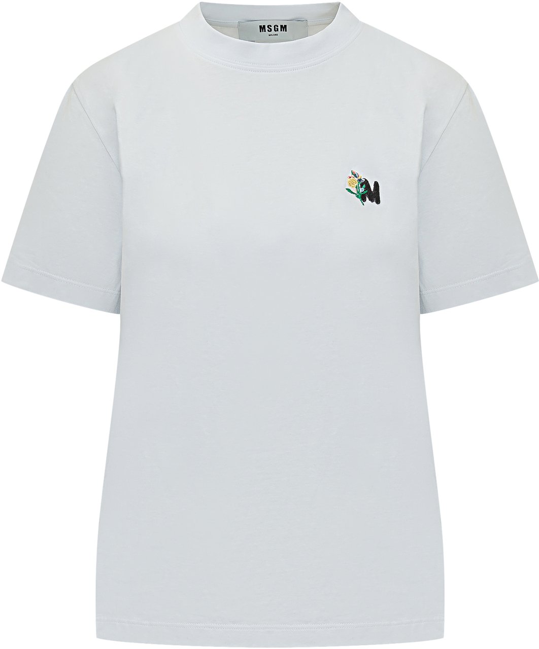MSGM T Shirt Con Ricamo Logo Wit
