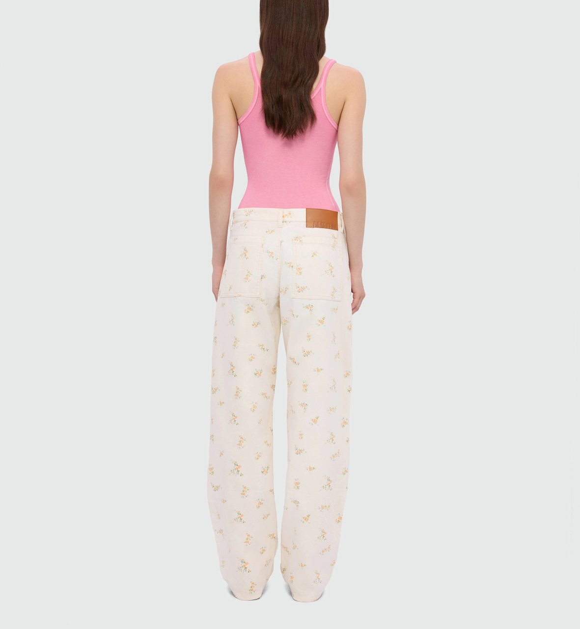 MSGM Floral Pattern Cotton Wide-Leg Pants Wit