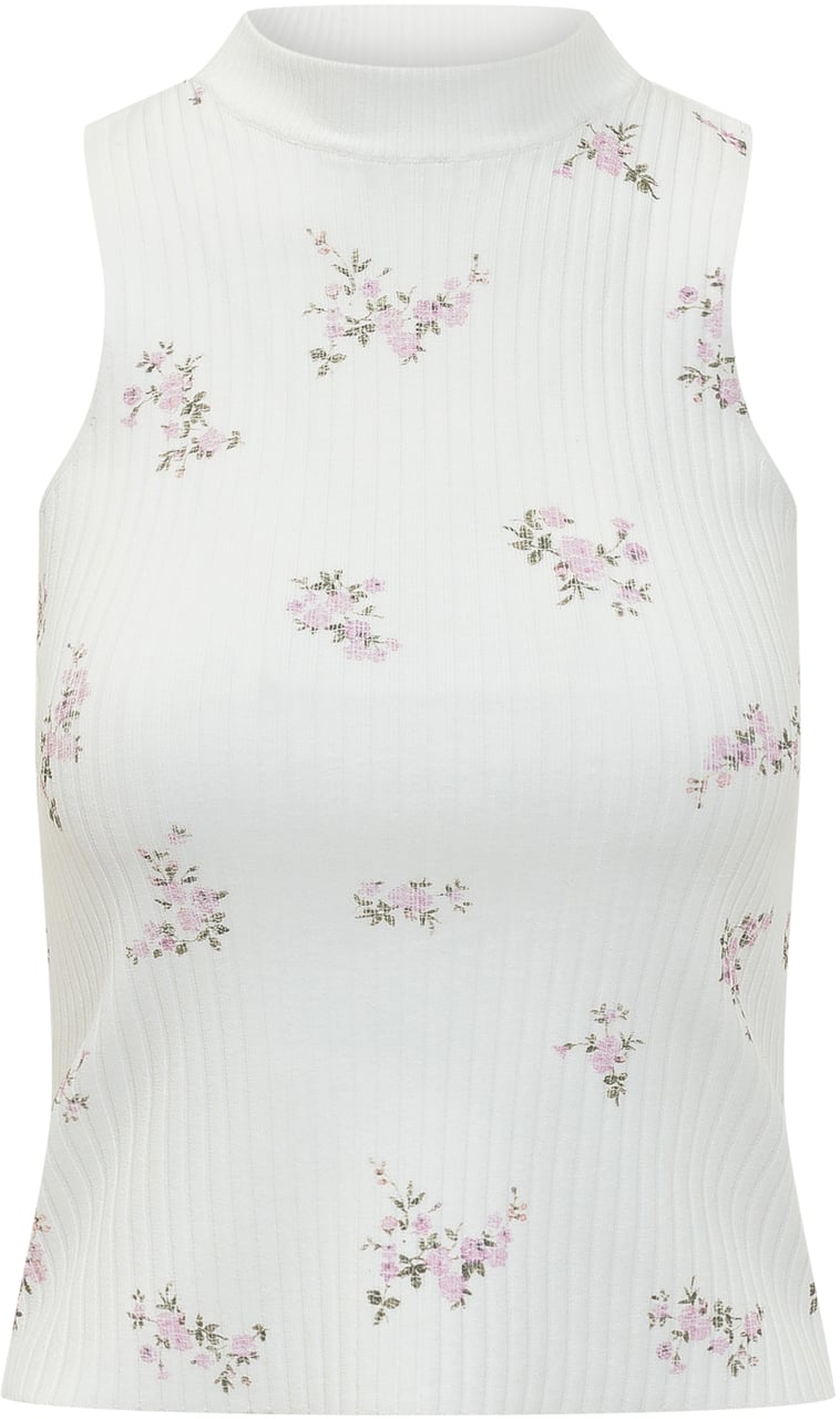 MSGM Top A Costine Floreale Smanicato Wit