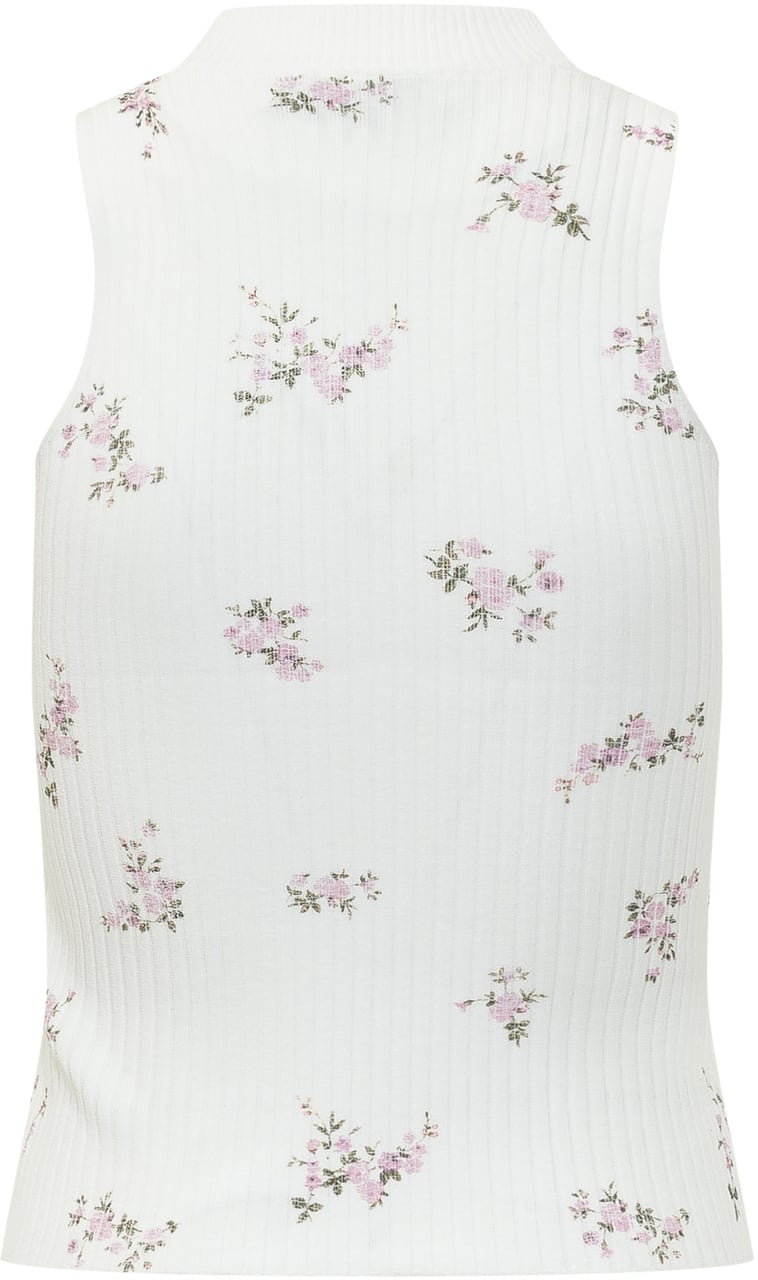 MSGM Top A Costine Floreale Smanicato Wit