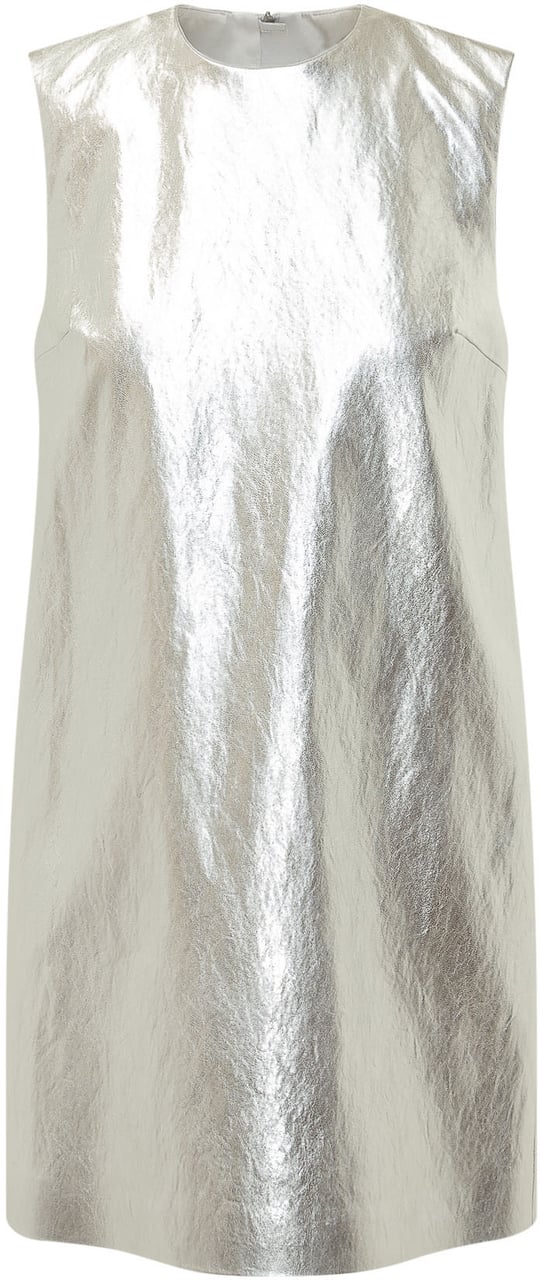 MSGM Abito Smanicato Effetto Metallizzato Zilver
