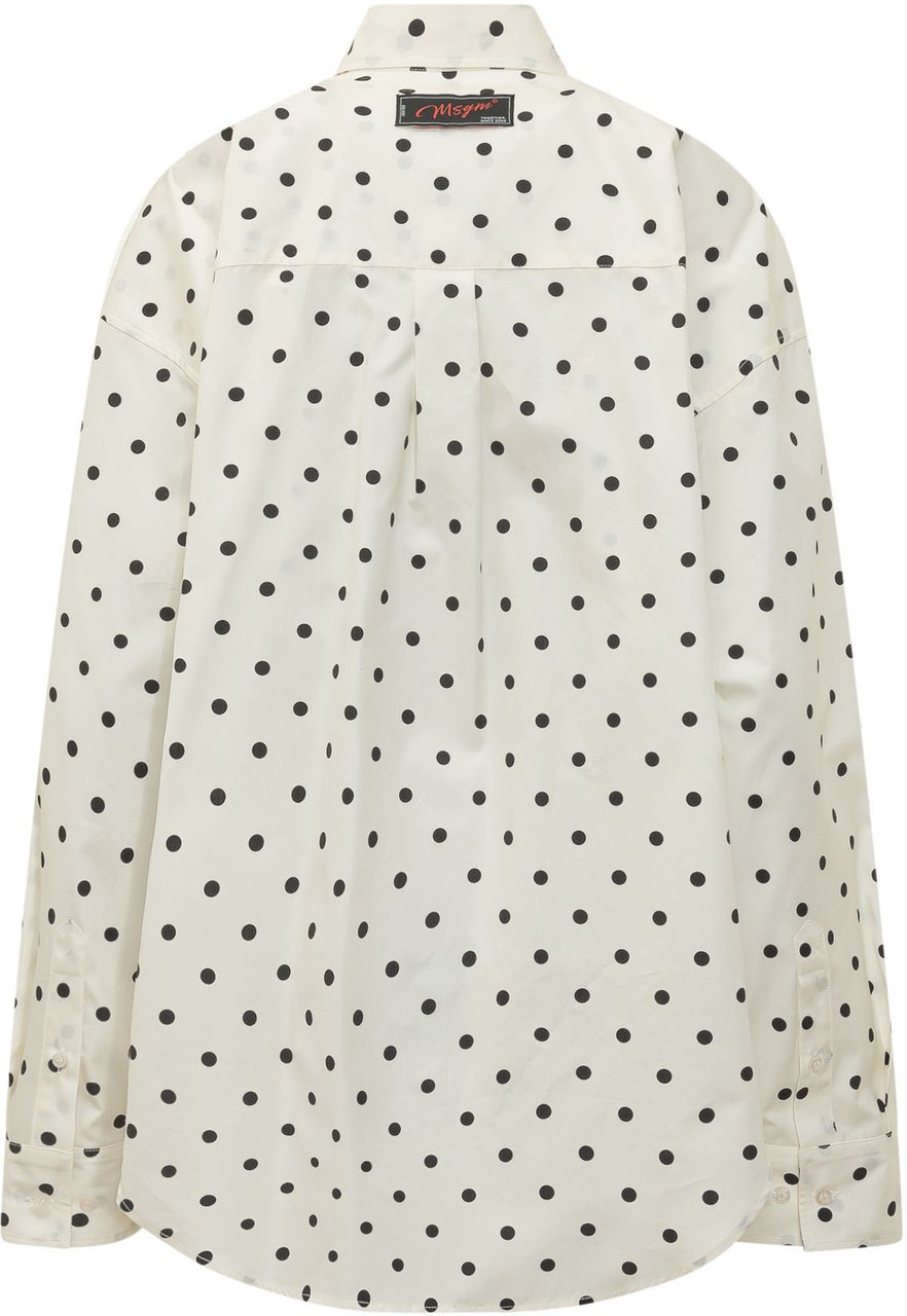 MSGM Camicia in Seta a Pois con Rouches Wit