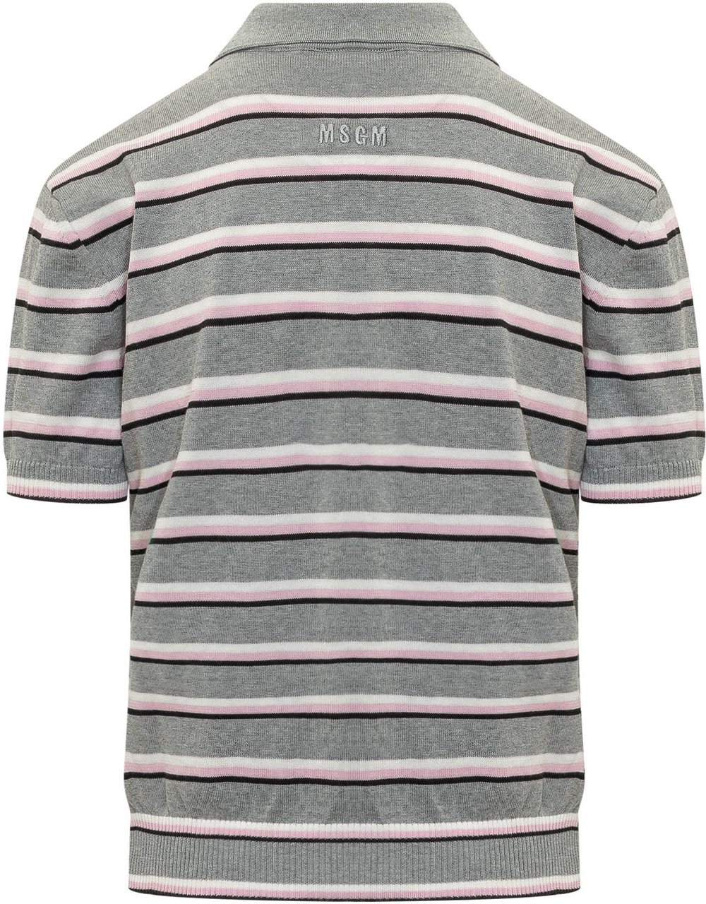 MSGM Maglia Polo a Righe con Maniche Corte Grijs