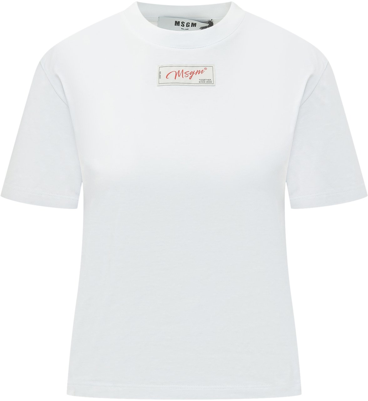 MSGM T-shirt con Patch Logo sul Petto Wit
