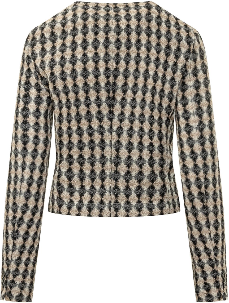 MSGM Cardigan Corto con Motivo a Rombi Beige