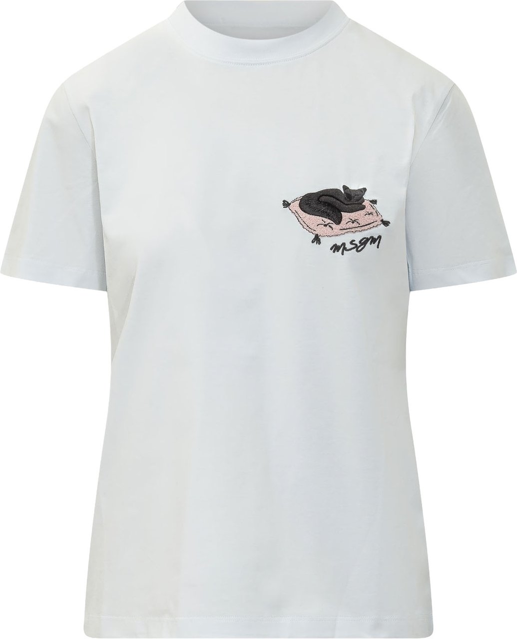MSGM T-shirt con Ricamo di Gatto Wit