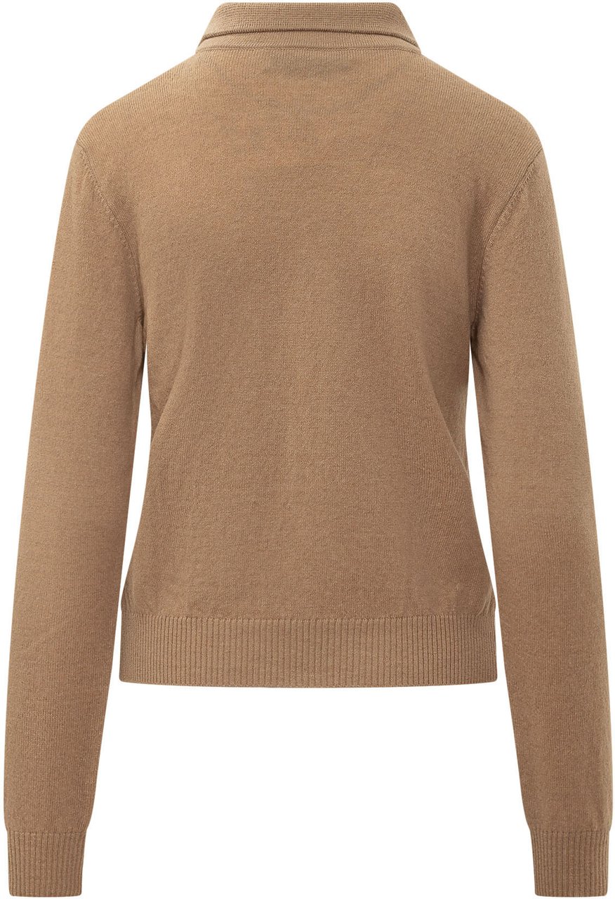 MSGM Maglia Polo con Motivo Argyle Beige