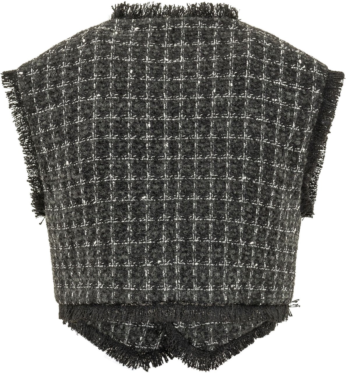 MSGM Gilet Corto con Profili Sfrangiati Donkergrijs