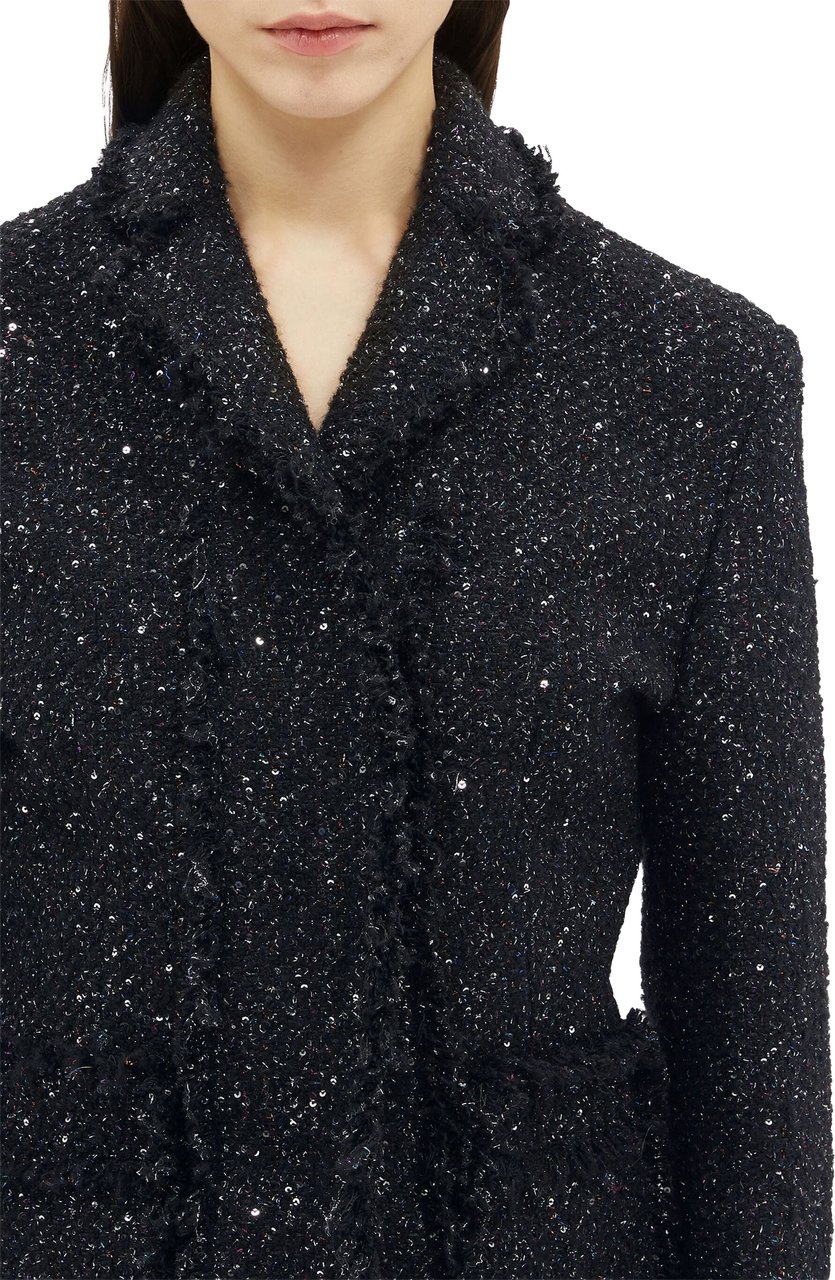 MSGM Black Tailored Textured Cotton Casual Jacket Zwart