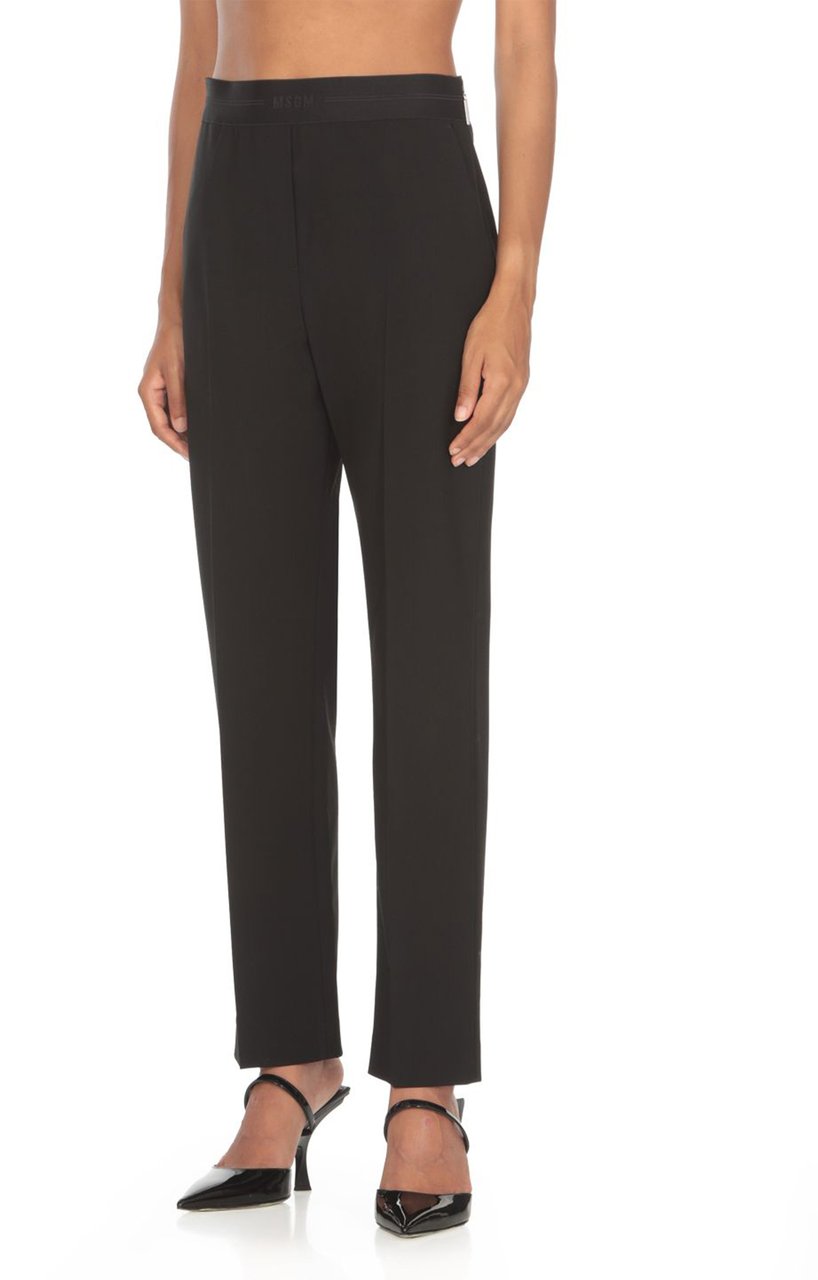 MSGM Tailored Minimalist Straight Leg Wool Pants Zwart