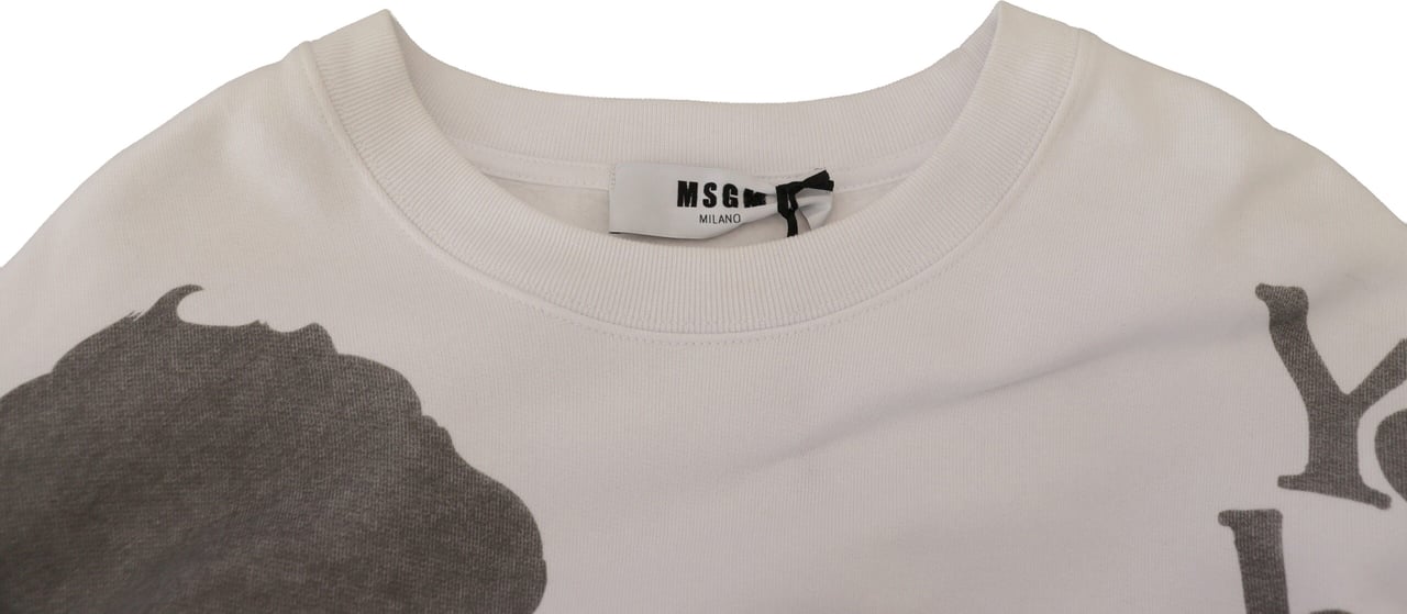 MSGM White Cotton Crewneck Pullover Sweatshirt Sweater Wit