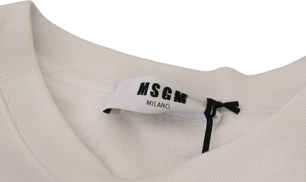 MSGM White Cotton Crewneck Pullover Sweatshirt Sweater Wit