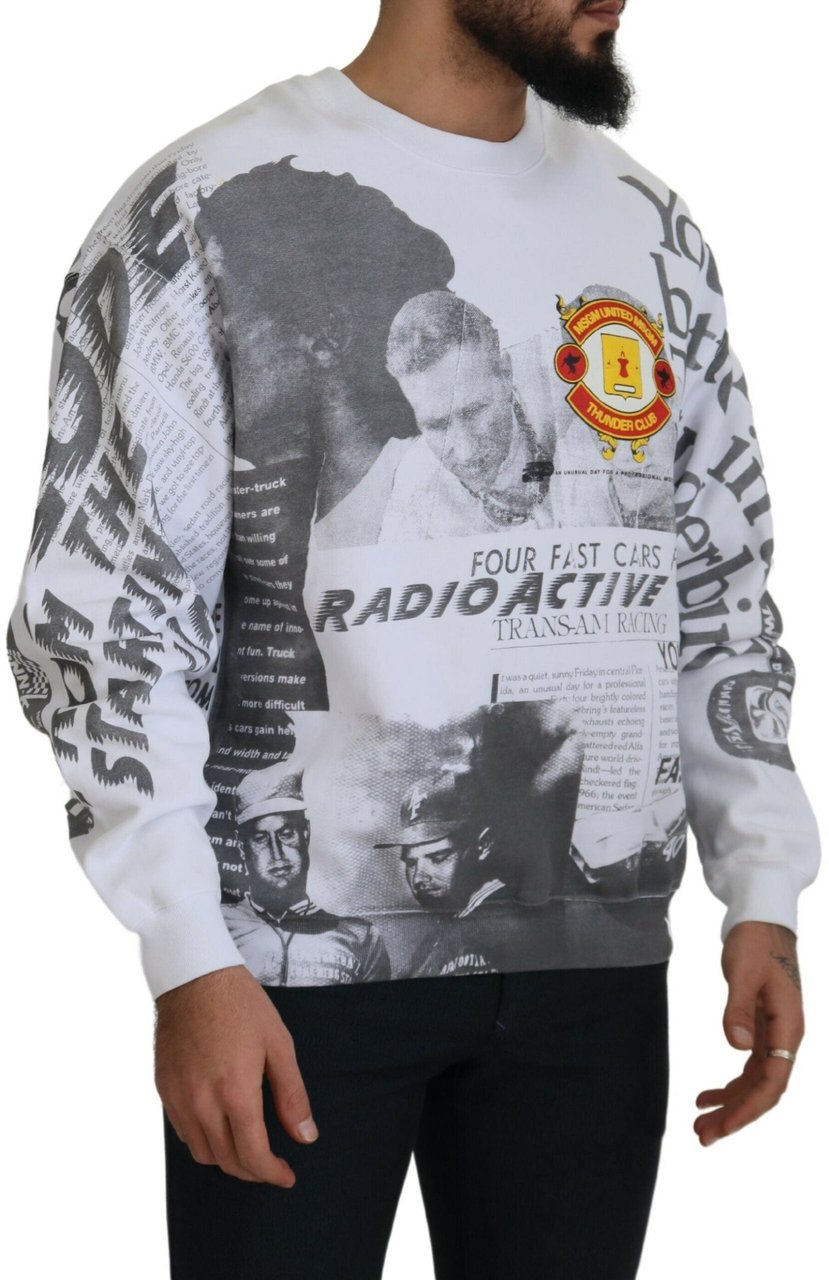 MSGM White Cotton Crewneck Pullover Sweatshirt Sweater Wit