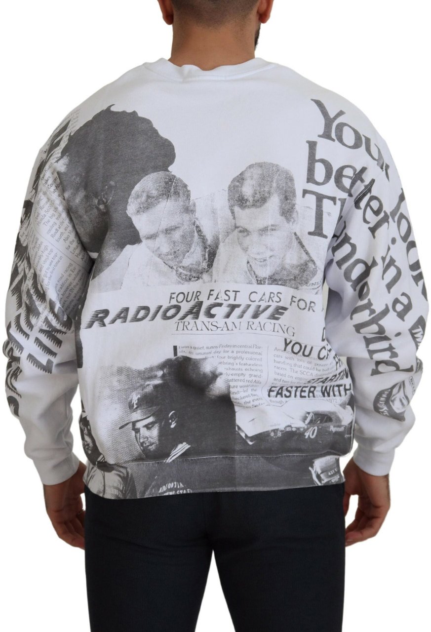 MSGM White Cotton Crewneck Pullover Sweatshirt Sweater Wit