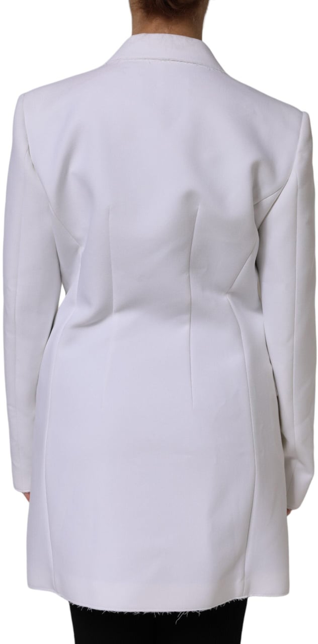 MSGM White Polyester Long Sleeves Ruffled Wrap Jacket Wit