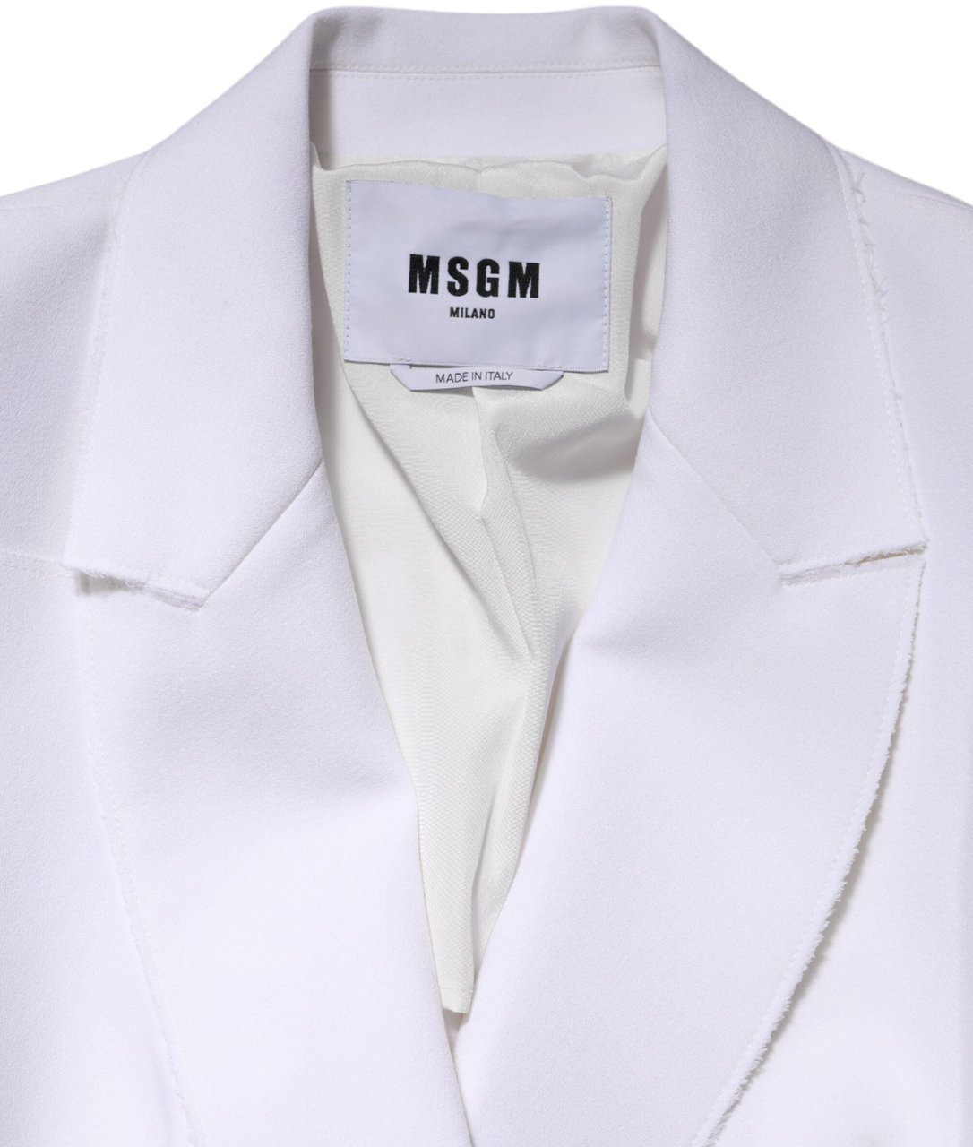 MSGM White Polyester Long Sleeves Ruffled Wrap Jacket Wit