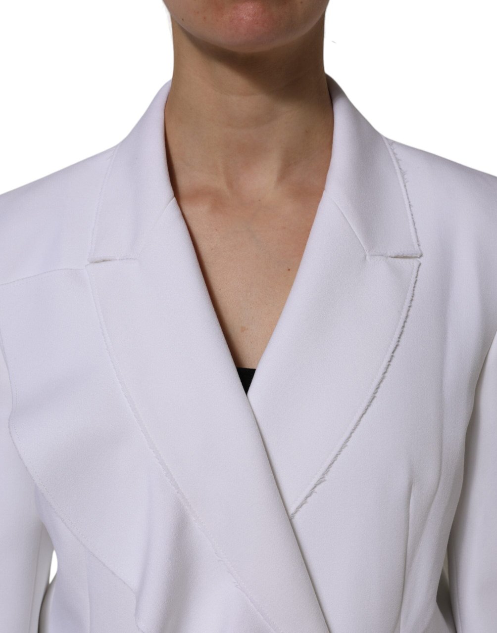 MSGM White Polyester Long Sleeves Ruffled Wrap Jacket Wit