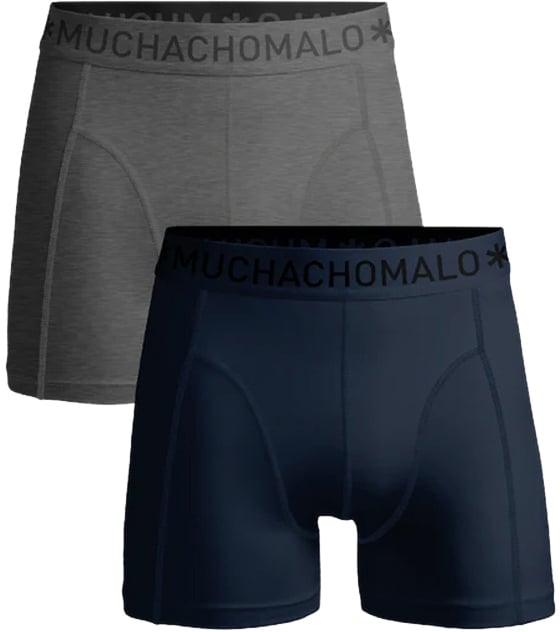 MUCHACHOMALO 2-Pack Boxer Shorts Solid Blauw
