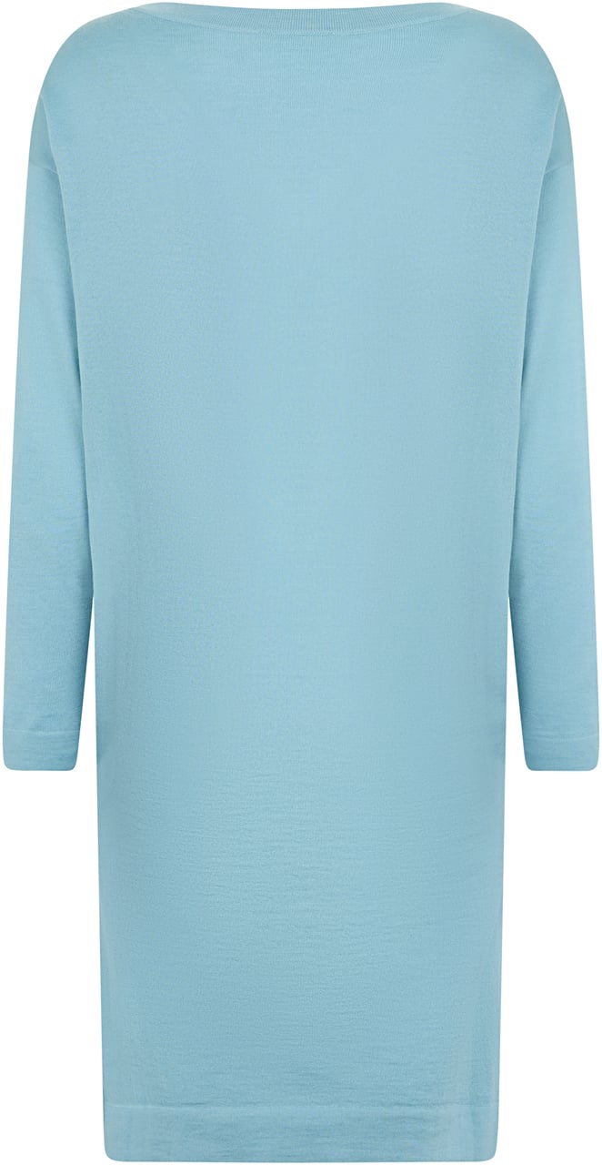 Muchachomalo Blue midi dress with V-neck. Blauw