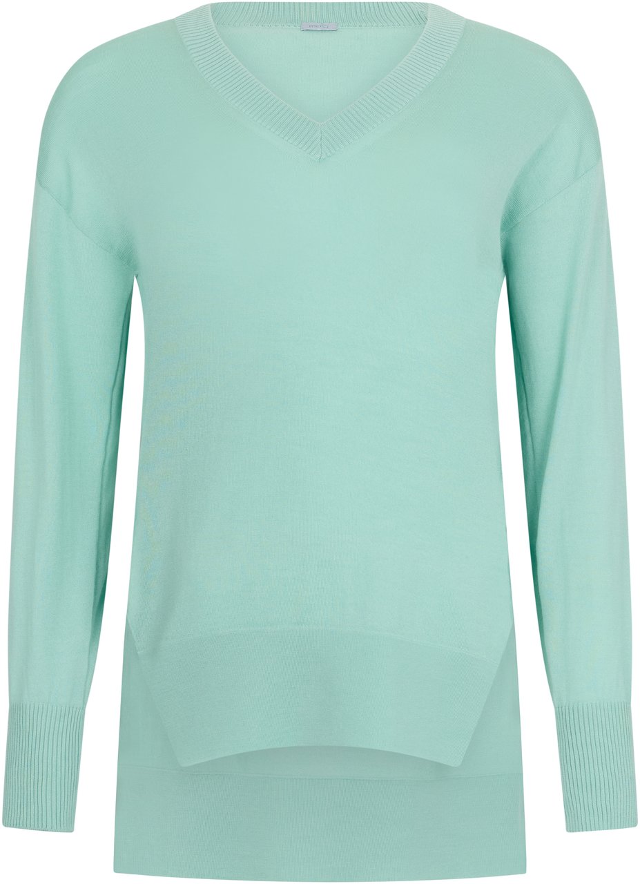 Muchachomalo Light blue sweater with V-neck and short sleeves, ideal for a comfortable and stylish look. Blauw