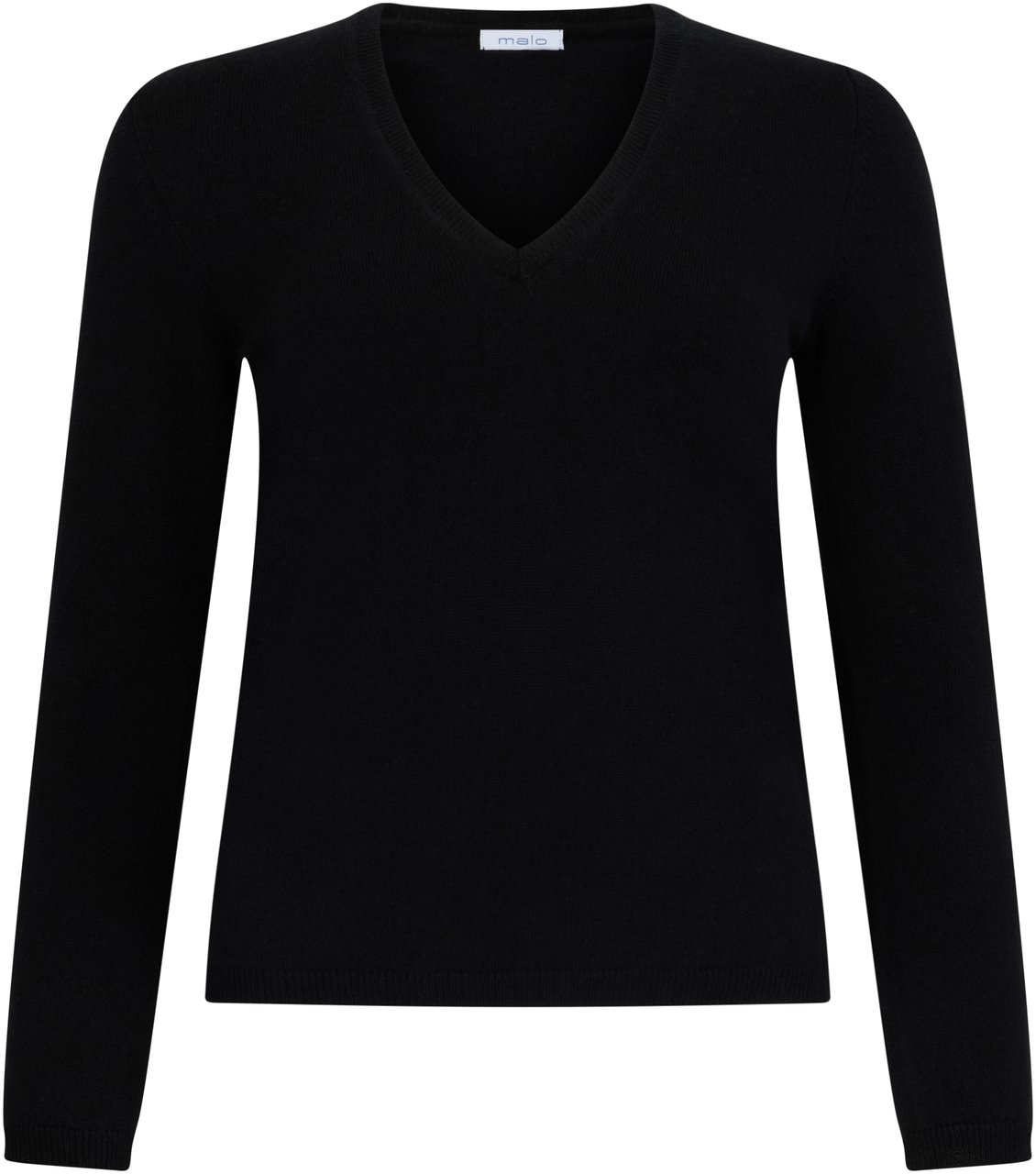 Muchachomalo Black sweater with long sleeves and a V-neck, comfortable and elegant. Zwart