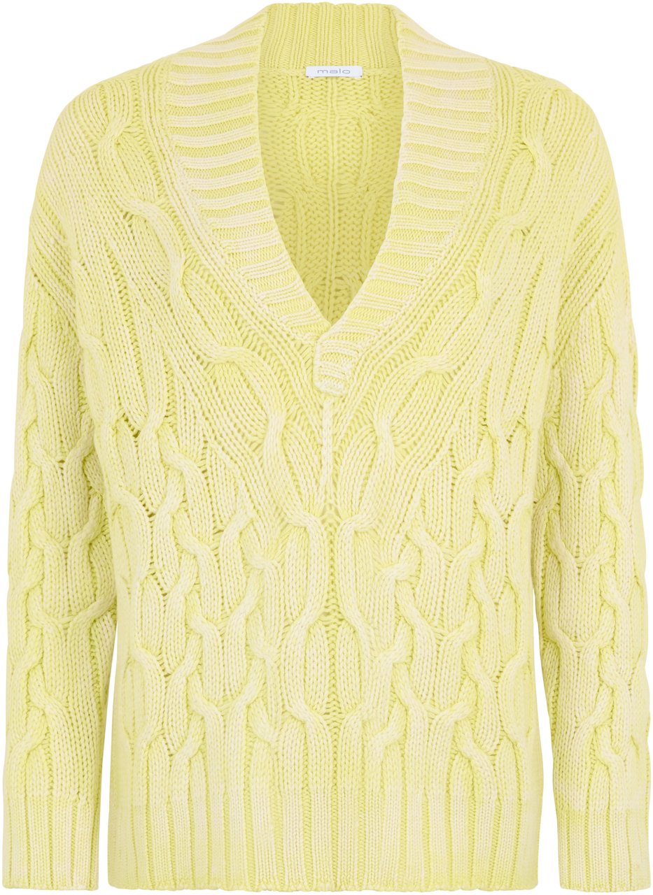Muchachomalo Yellow sweater with a V-neck and long sleeves, ideal for a comfortable and stylish look. Goud