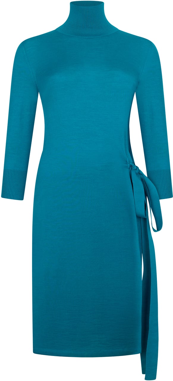Muchachomalo Intense blue midi dress with an elegant belt Blauw