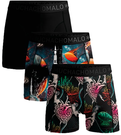 MUCHACHOMALO 3-Pack Boxer Short Modern Age Zwart