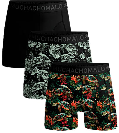 MUCHACHOMALO 3-Pack Boxer Short Turtle Zwart