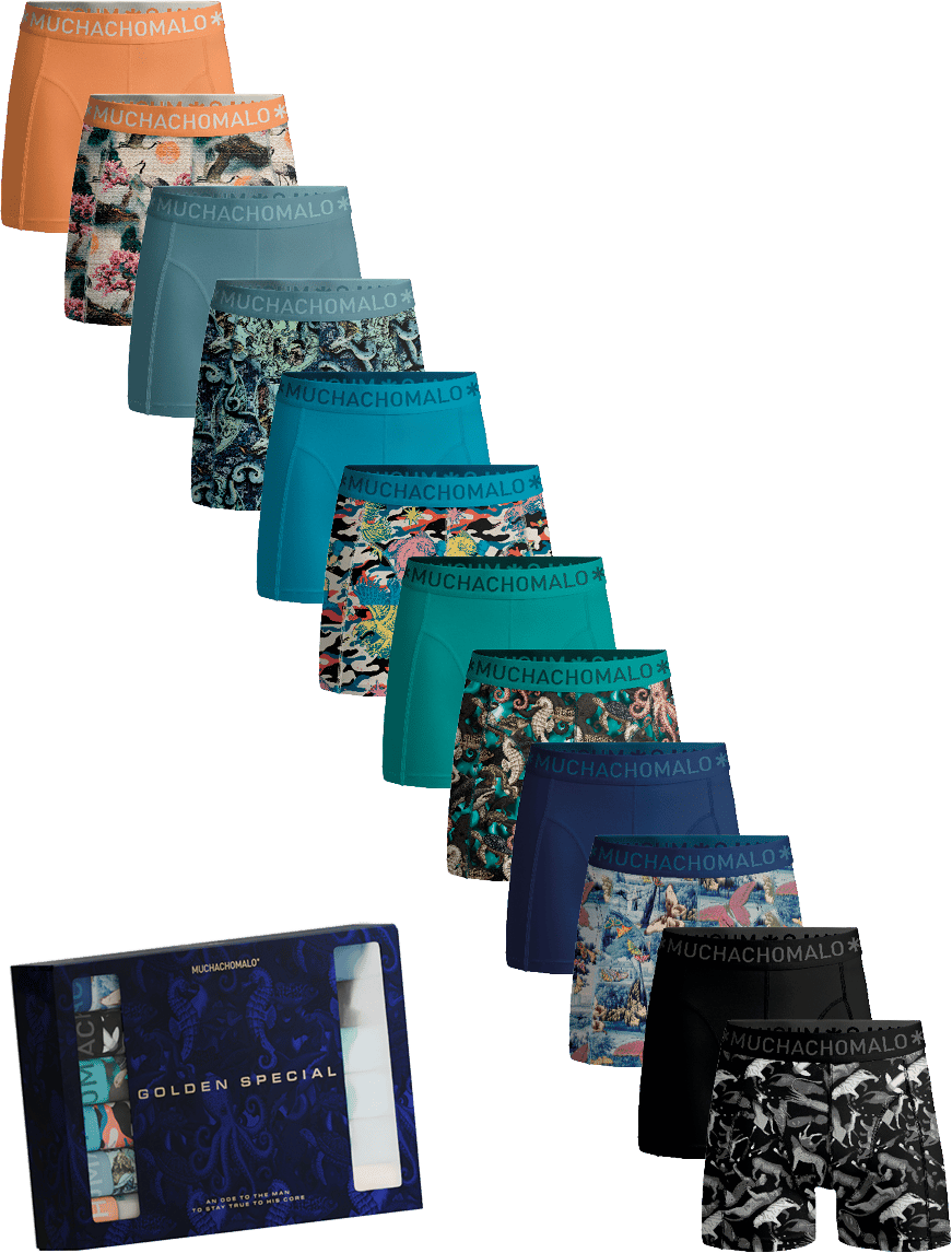 MUCHACHOMALO U-Golden 12 Pack Boxers Zwart