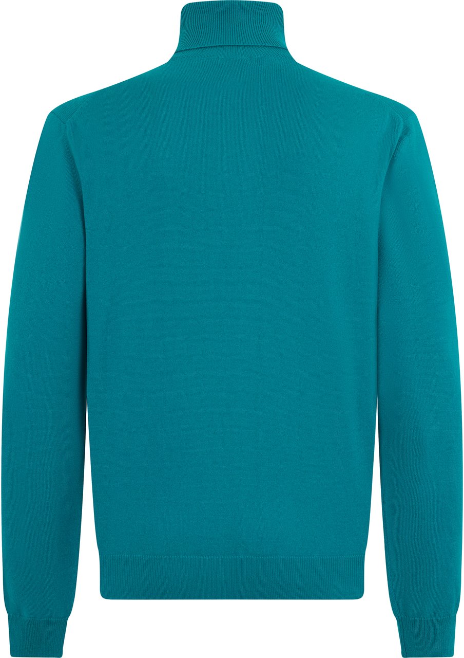 Muchachomalo Turquoise sweater with long sleeves and high neck. Blauw