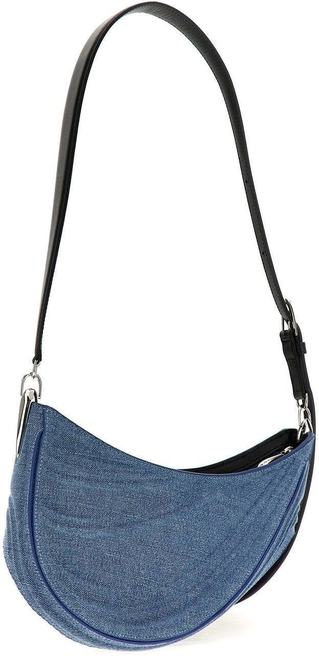 Mugler Blue Calfskin Shoulder Bag Blauw