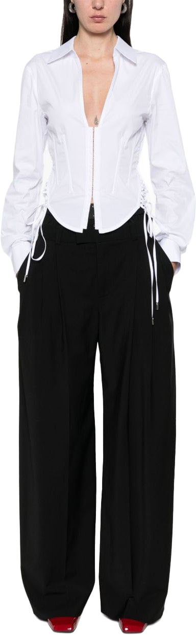 MUGLER Plunging V-Neck Top Wit
