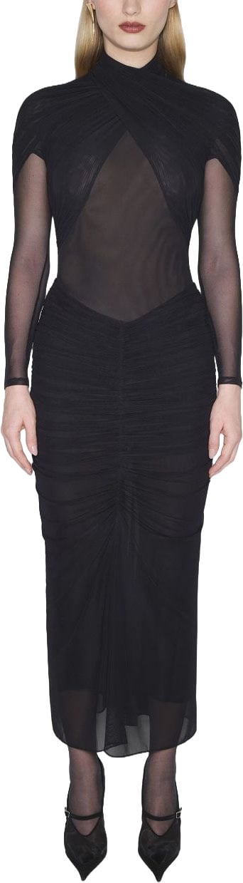 MUGLER High Neck Dress Zwart