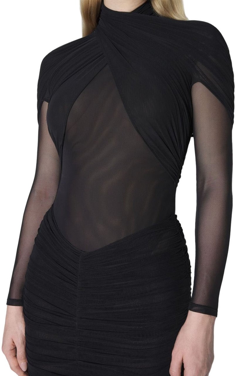 MUGLER High Neck Dress Zwart