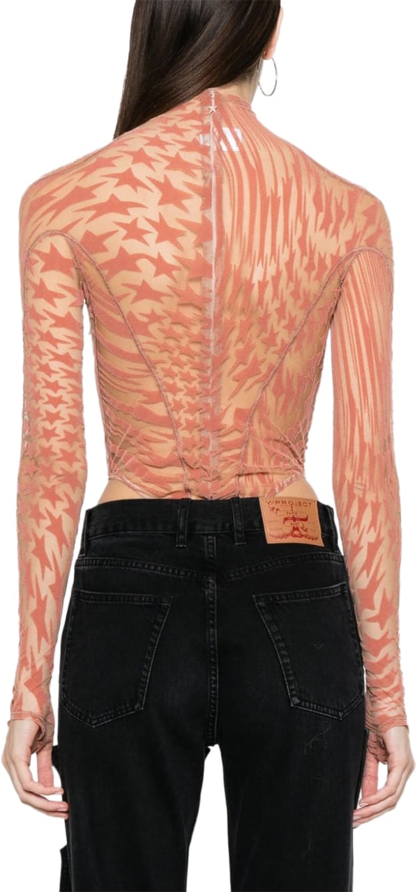 MUGLER Top Dark Blush/Nude Roze