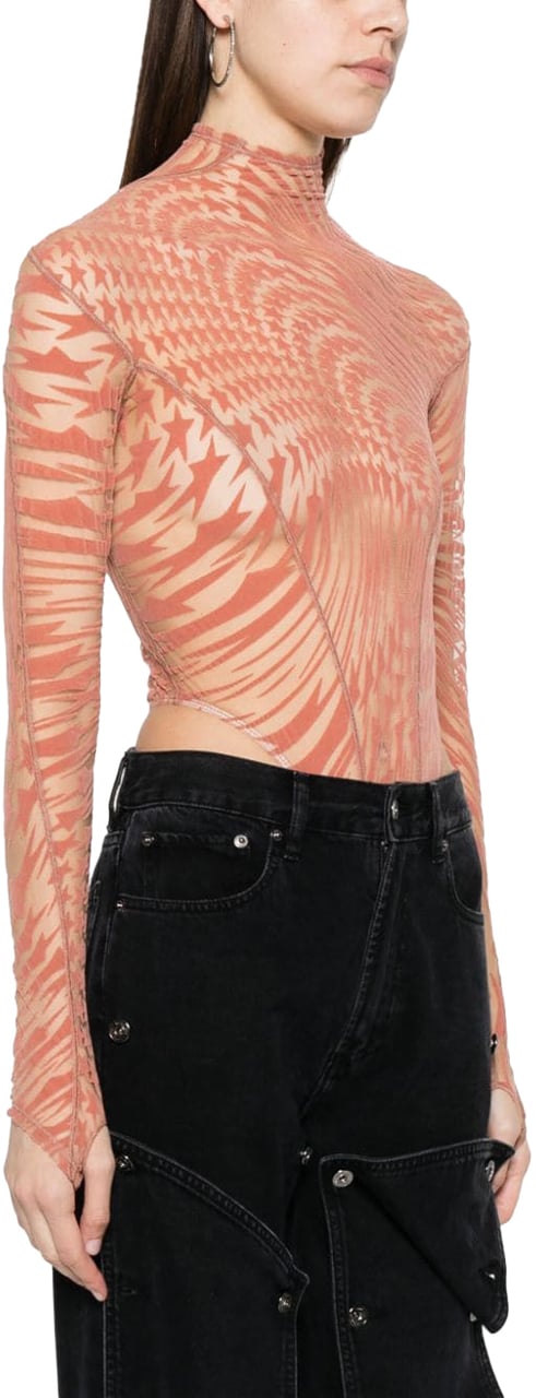 MUGLER Top Dark Blushnude Roze